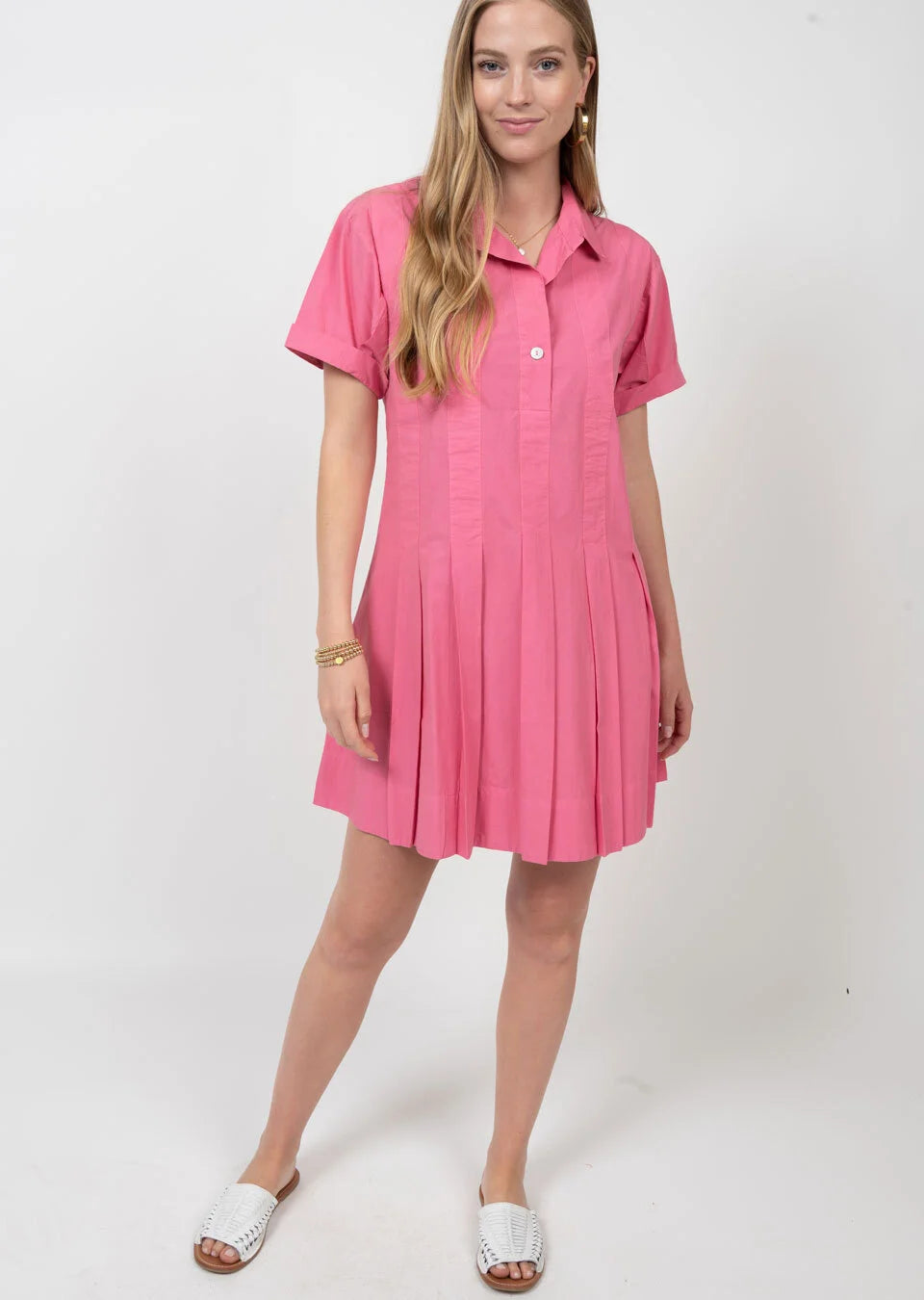 Pleated Shirt dress Pink