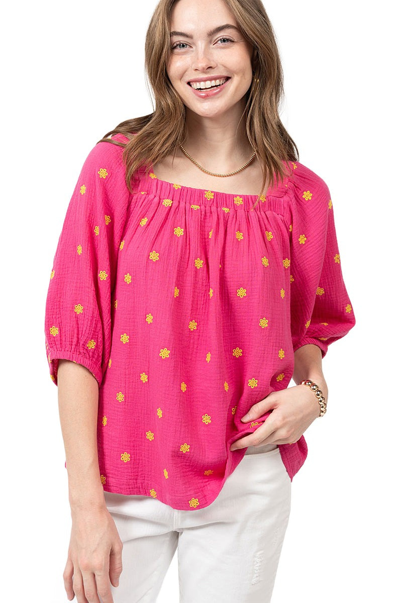 Eyelet Gauge Top Pink