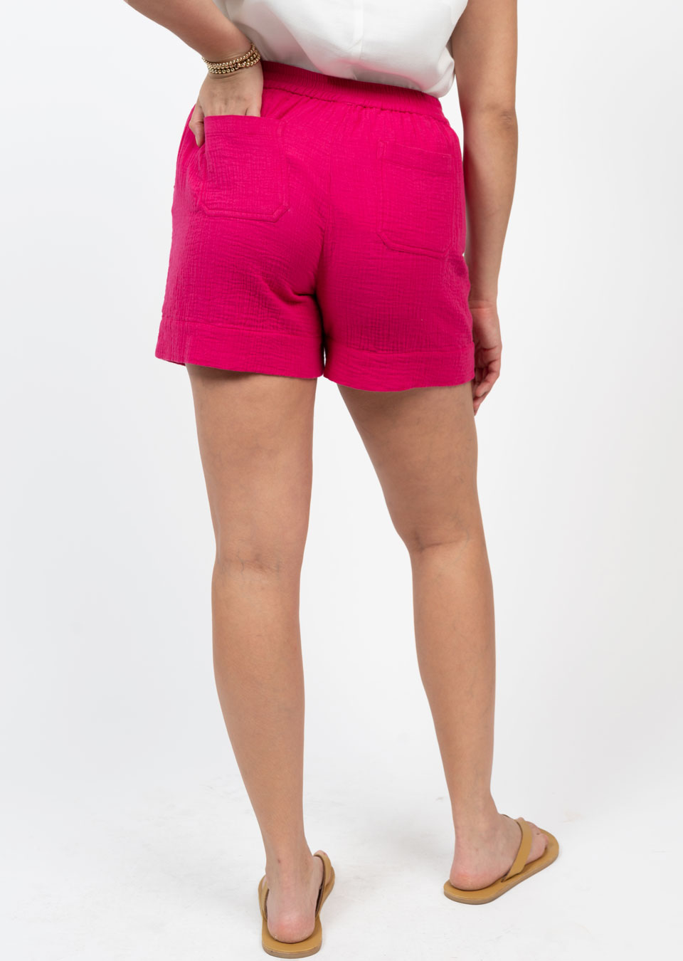 Drawstring Gauze Shorts Pink