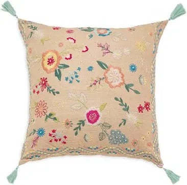 Martine linen embroidered pillow