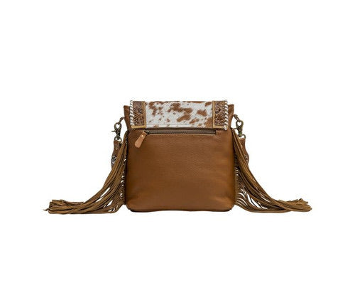 Myra Bag Trostip Hand Tooled Hairon Cowhide Fringe Bag